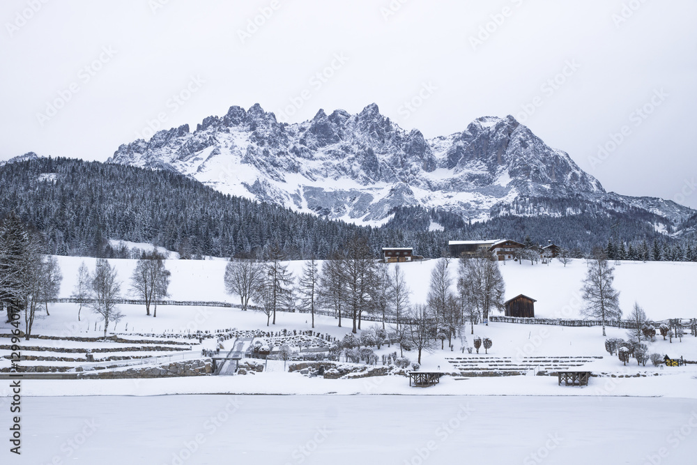 Wilder Kaiser covered with snow, Going am Wilden Kaiser