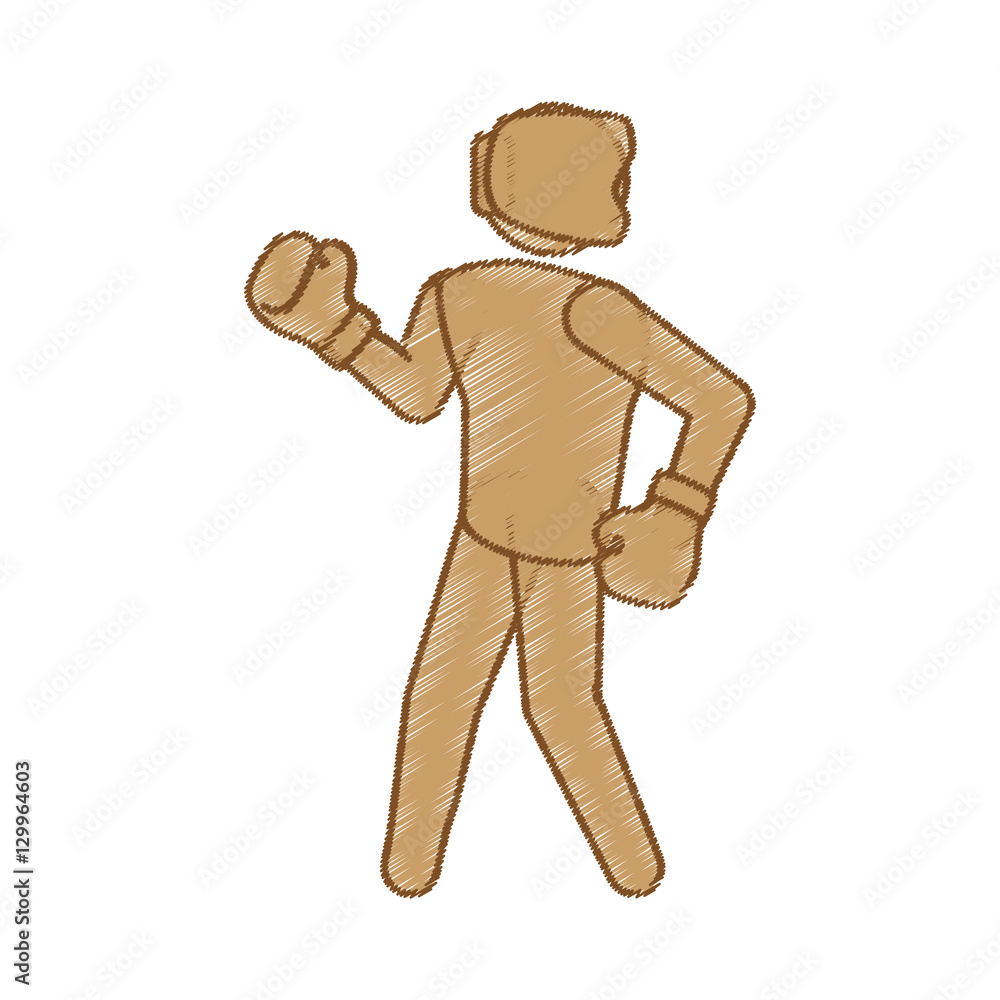 boxing player fighting icon over white background. colorful design. vector illustration