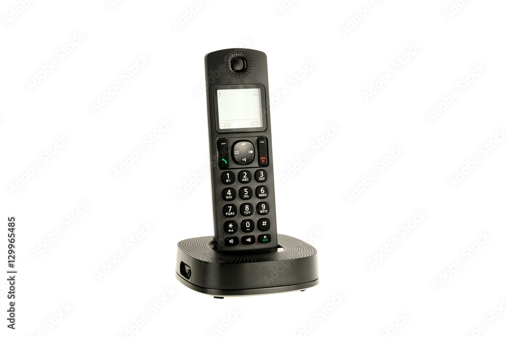 modern cordless dect phone with charging station and display on modern cordless dect phone with charging station and display on