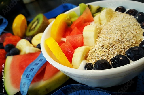 Fruit salad fitness with oats