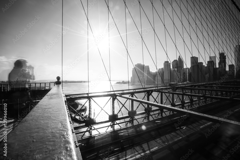 Naklejka premium Brooklyn Bridge i Manhattan