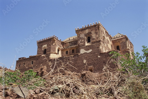 Low angle view of the exterior of the Telouet Kasbah, Morocco photo