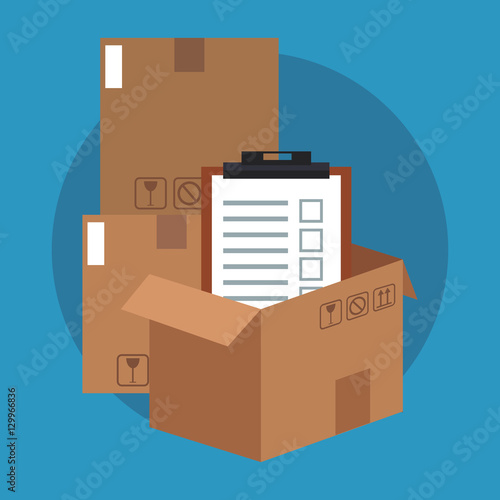 Box and checklist icon. Delivery shipping and logistics theme. Vector illustration
