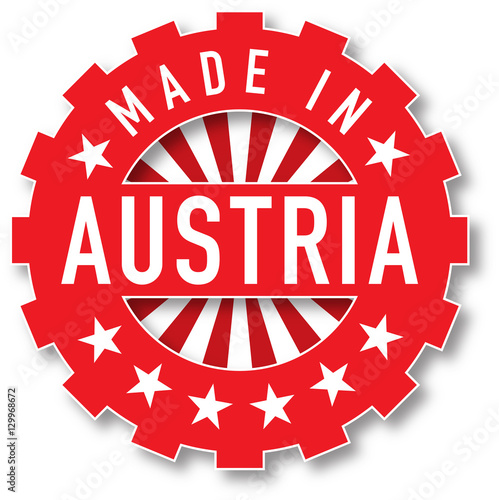 Made in Austria flag color stamp.