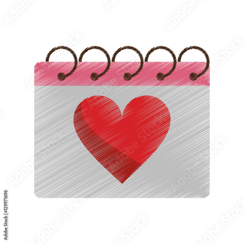 drawing valentine day calendar love heart date vector illustration eps 10
