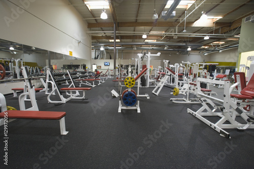 Interior view of a gym with equipment