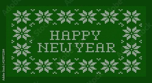 Happy New Year. Knitted fabric. Green