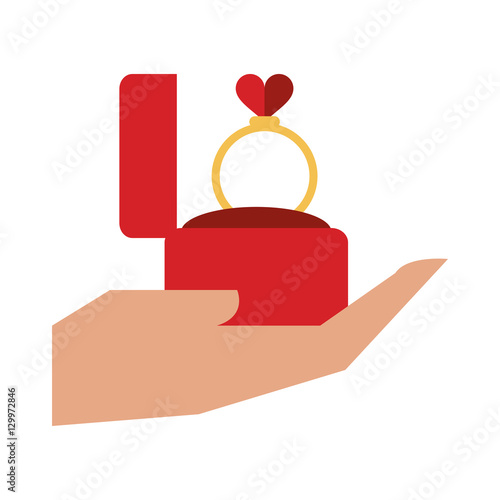 hand hold engagement box with ring vector illustration eps 10