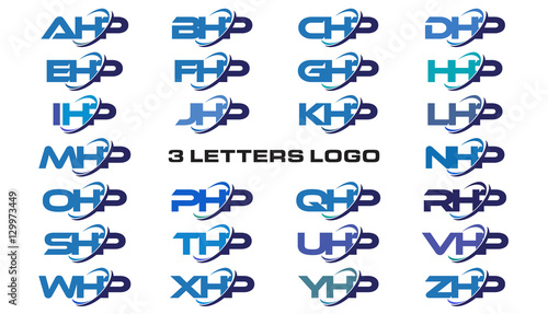 3 letters modern generic swoosh logo AHP, BHP, CHP, DHP, EHP, FHP, GHP, HHP, IHP, JHP, KHP, LHP, MHP, NHP, OHP, PHP, QHP, RHP, SHP, THP, UHP, VHP, WHP, XHP, YHP, ZHP photo