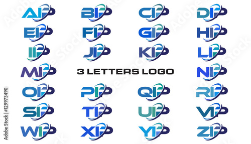 3 letters modern generic swoosh logo AIP, BIP, CIP, DIP, EIP, FIP, GIP, HIP, IIP, JIP, KIP, LIP, MIP, NIP, OIP, PIP, QIP, RIP, SIP, TIP, UIP, VIP, WIP, XIP, YIP, ZIP photo