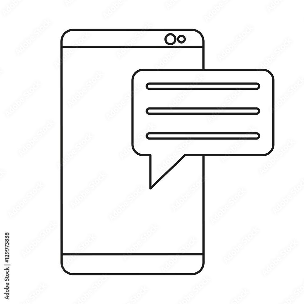 smartphone with bubble speak media communication outline vector illustration eps 10 smartphone with bubble speak media communication outline vector illustration eps 10