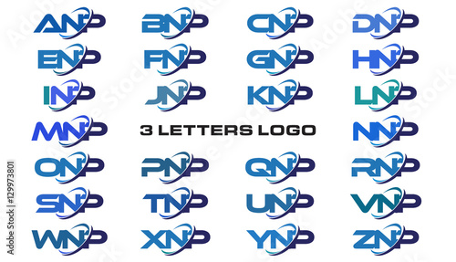 3 letters modern generic swoosh logo ANP, BNP, CNP, DNP, ENP, FNP, GNP, HNP, INP, JNP, KNP, LNP, MNP, NNP, ONP, PNP, QNP, RNP, SNP, TNP, UNP, VNP, WNP, XNP, YNP, ZNP photo