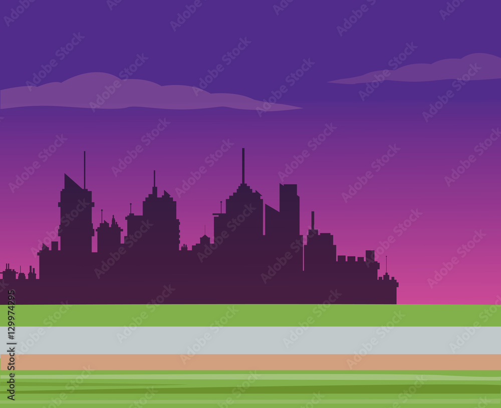 Naklejka premium silhouette city night road background vector illustration eps 10