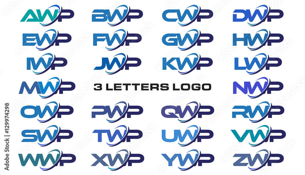 3 letters modern generic swoosh logo AWP, BWP, CWP, DWP, EWP, FWP, GWP, HWP, IWP, JWP, KWP, LWP, MWP, NWP, OWP, PWP, QWP, RWP, SWP, TWP, UWP, VWP, WWP, XWP, YWP, ZWP