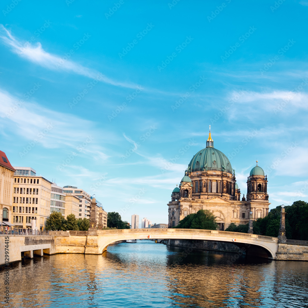 Afternoon view on Berlin Cathedral over Spree river