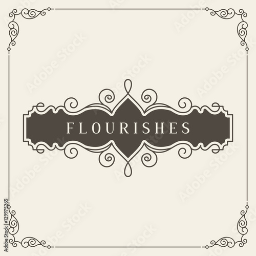 Vintage ornament greeting card vector template. Retro wedding invitations, advertising or other design and place for text. Flourishes frame.