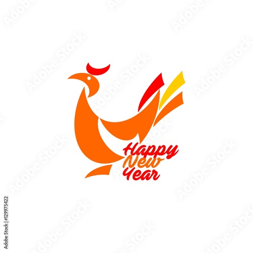 Vector illustration of rooster, symbol of 2017 on the Chinese calendar. Silhouette of red cock, decorated with floral patterns. Vector element for New Year's design. Image of 2017 year of Red Rooster. © ogologo