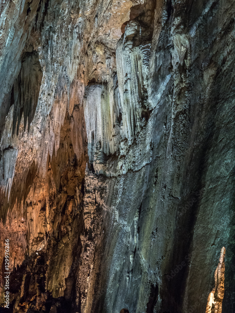 Stalactites and stalagmites in Valporquero's cave (Spain)