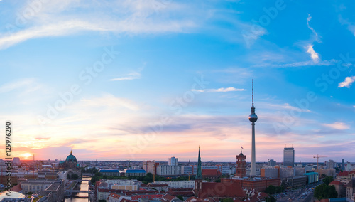 Skyline Of Berlin in Germany on a sunset