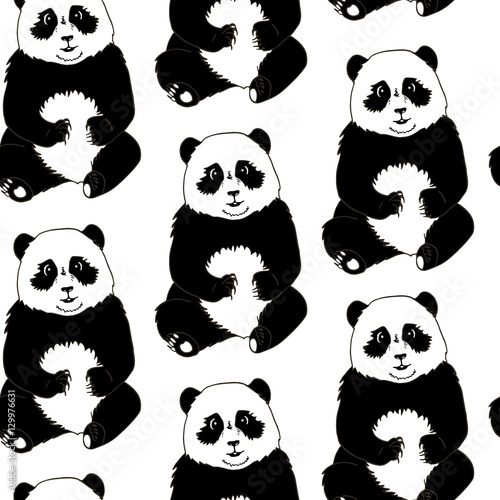 Fototapeta Naklejka Na Ścianę i Meble -  Seamless pattern of Panda-bears