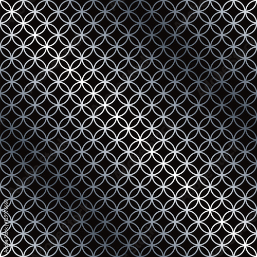 Seamless overlapping circle pattern in vector format. Silver and Black.
