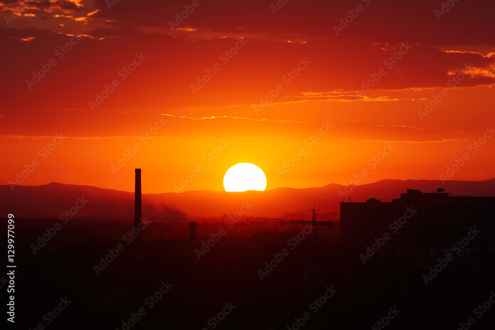 Naklejka premium Sunset in Plovdiv