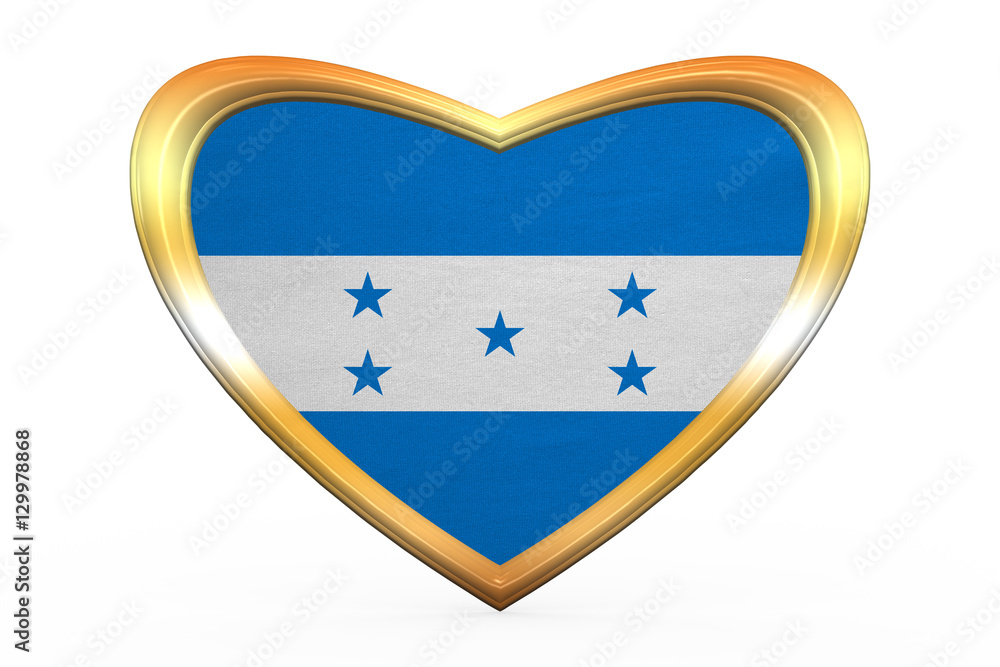Flag of Honduras in heart shape, golden frame Flag of Honduras in heart shape, golden frame