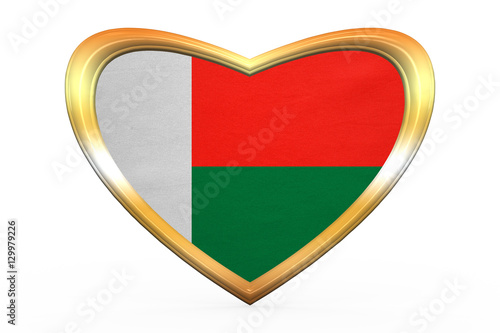 Free Download Flag of Madagascar in heart shape, golden frame - GFXLoad