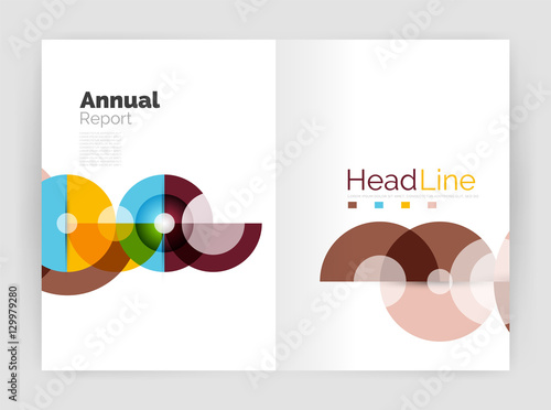 Transparent circle composition on business annual report flyer