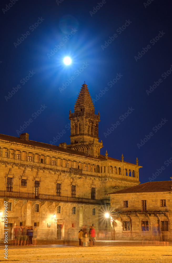 Nightview of the Santiago cathedral, Spain