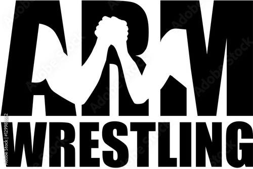 Arm wrestling word with arms cutout