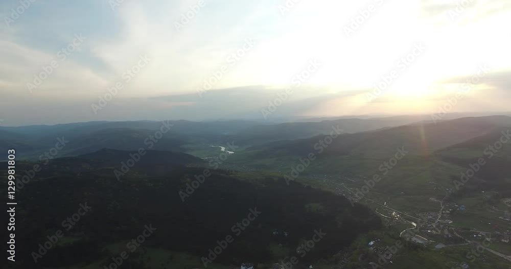 Panoramic shooting. Beautiful hilly landscape. Aerial view Panoramic shooting. Beautiful hilly landscape. Aerial view