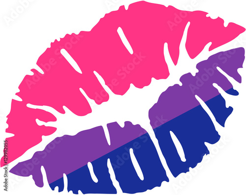 Photo Kiss with bisexual pride flag