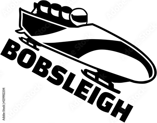 Slika na platnu Bobsleigh with crew and word bobsleigh