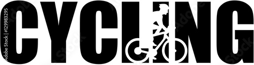 Cycling word with silhouette cutout