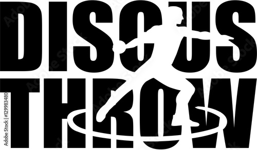 Discus throw word with athlete cutout