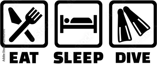 Scuba diving with eat sleep icons