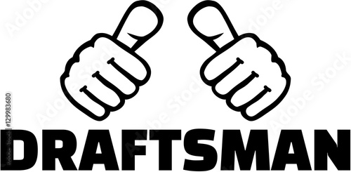 Draftsman with thumbs. T-Shirt Design.