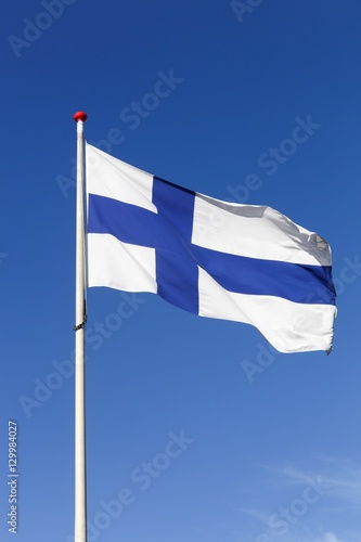 Flag of Finland waving in the sky