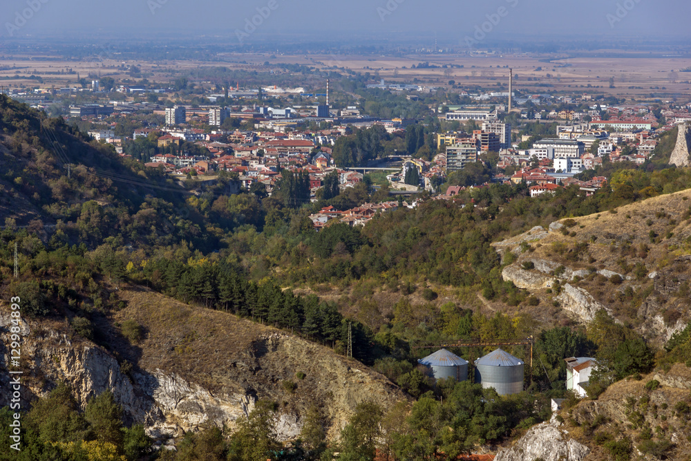 Panorama of town of Asenovgrad from Asen's Fortress,  Plovdiv Region, Bulgaria