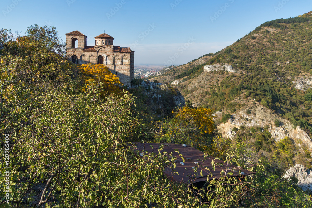 Autumn Landscape of Church of the Holy Mother of God in Asen's Fortress, Asenovgrad, Plovdiv Region, Bulgaria