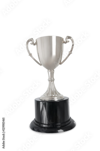 Winning trophy over white background