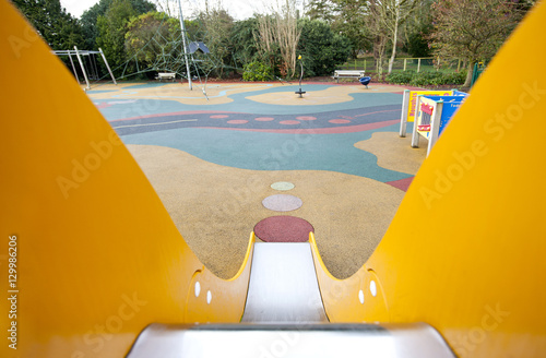 Obraz na płótnie View down a slide in a playground