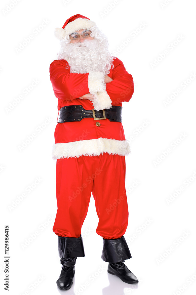 Santa Claus standing with ars crossed, isolated on white background. Full length portrait Santa Claus standing with ars crossed, isolated on white background. Full length portrait