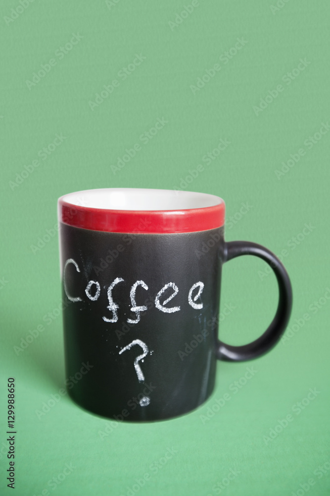 Close-up of coffee cup with text over colored background Close-up of coffee cup with text over colored background