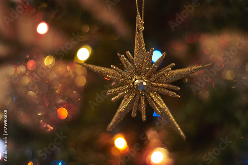 Blurred background  Christmas tree decoration  objects  details and colors