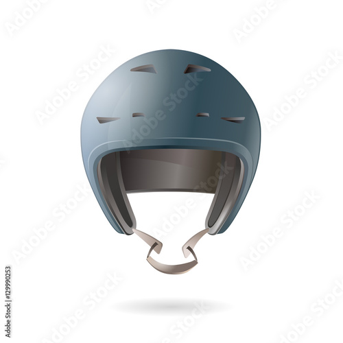 Blue bike helmet on white background. Vector illustration.