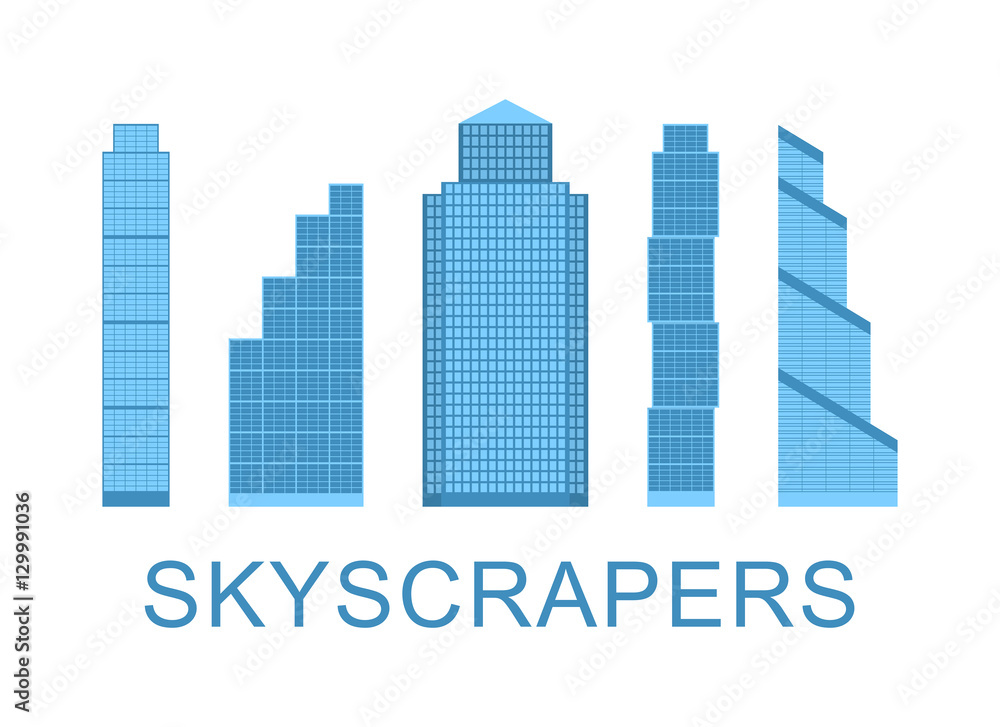 Skyscraper icons. City design elements. Vector illustration.
