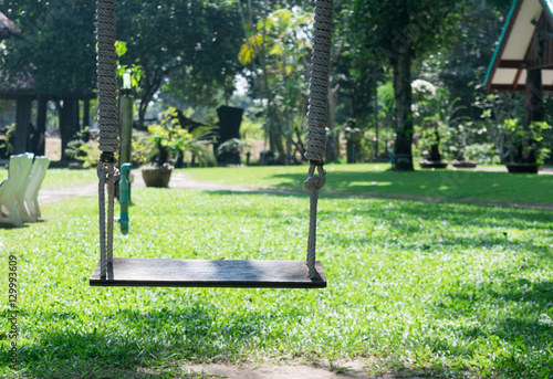 Wooden swing in the park