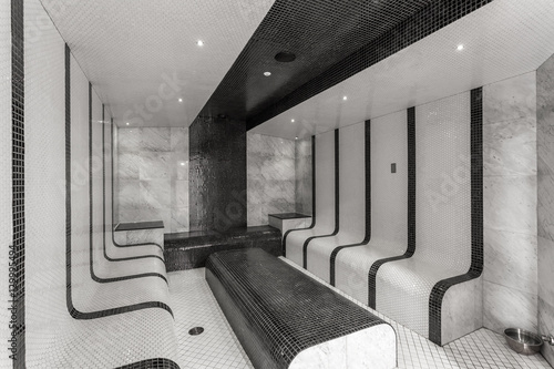 Fotografie Spa or sauna relaxation room interior design.